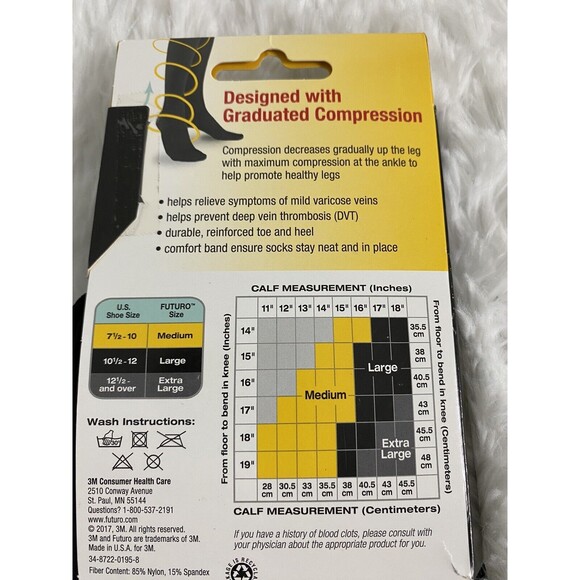 3M Futuro Dress Socks Men Size XL Compression 20-30 mmHg Travel Circulation - Picture 2 of 6